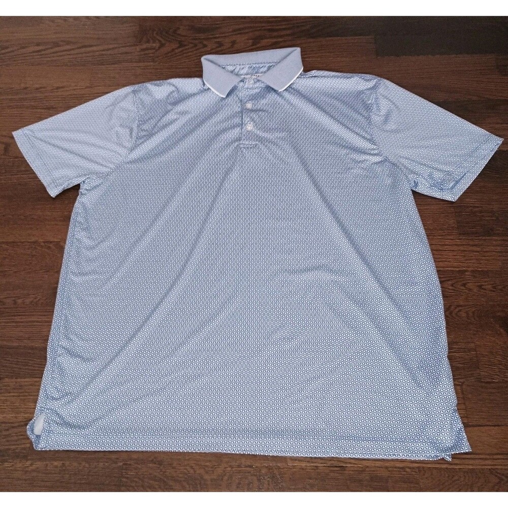 Hickey Freeman Polo Shirt Mens Large Blue Geometric Performance Golf